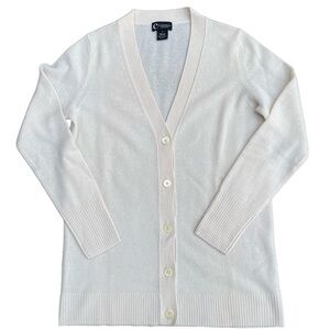 C by Bloomingdale's Cashmere Grandfather Cardigan, Button Up, Cream Color